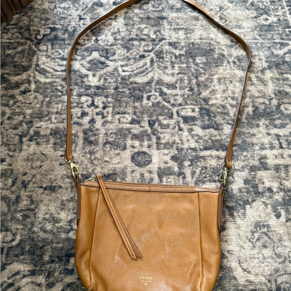 Fossil Leather Crossbody Bag Purse 1954 Camel Brown - Picture 2 of 9